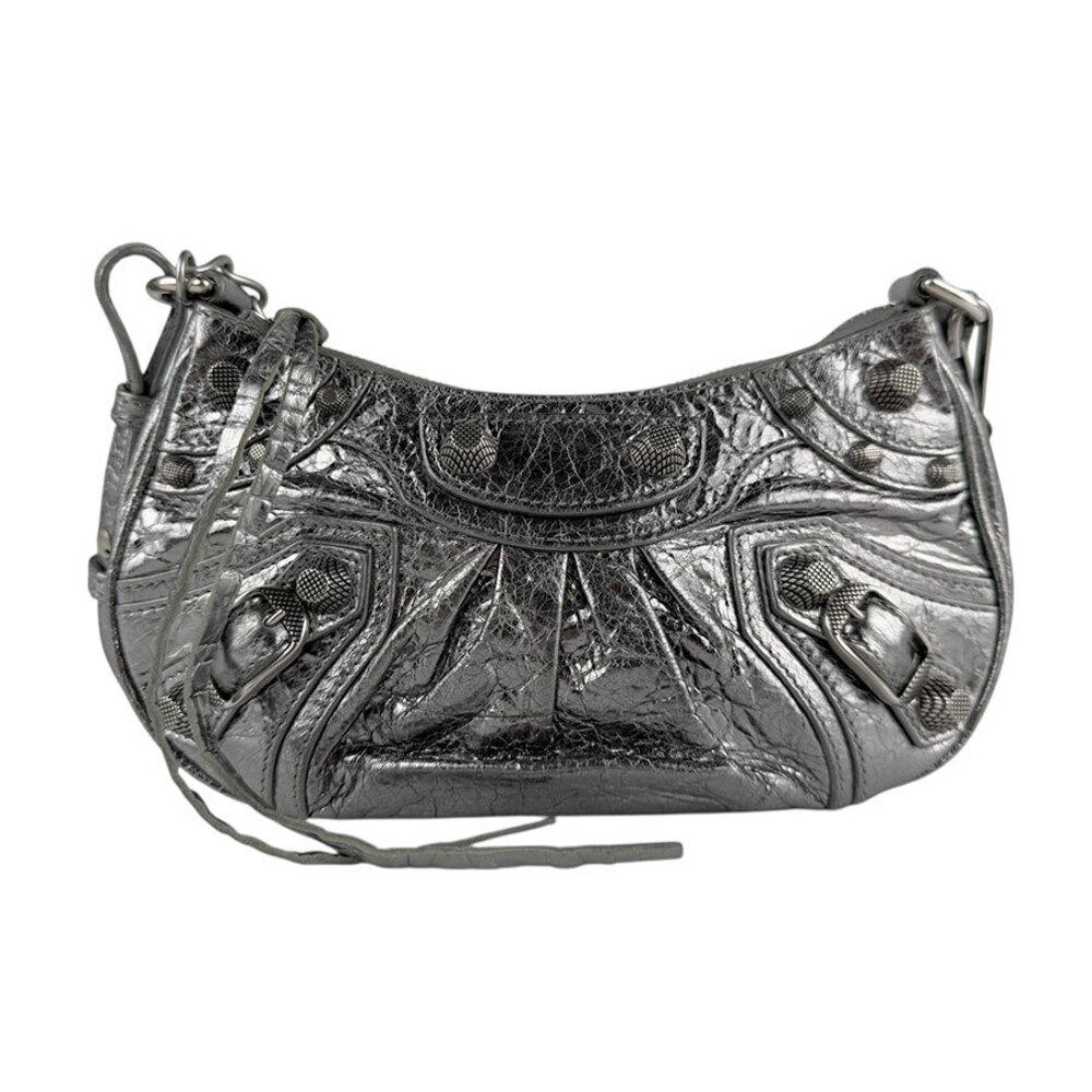 Balenciaga Lucagol Shoulder Bag Silver Leather